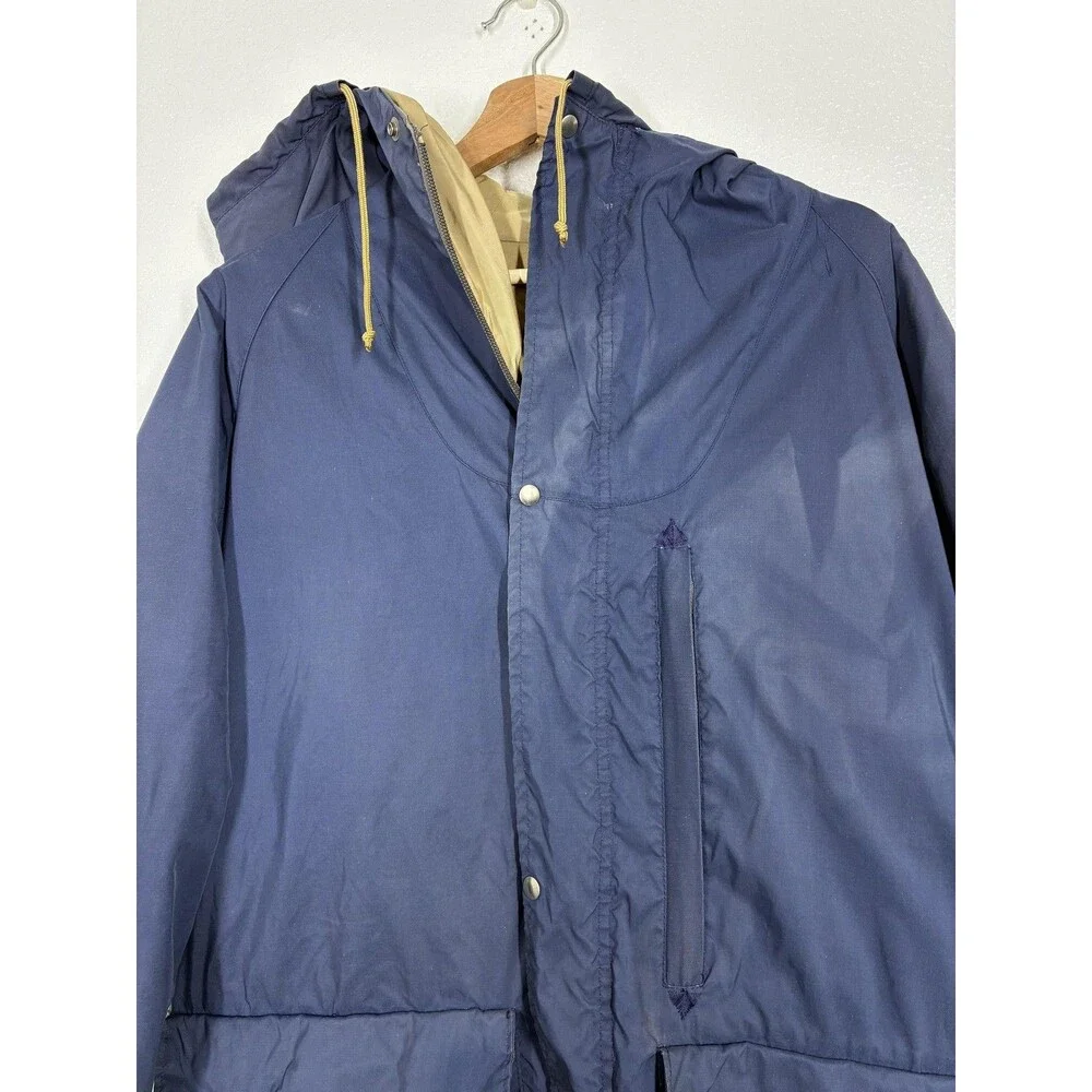 Vintage The North Face Coat Mens Large Blue Hooded Nylon Parka Winter 70s